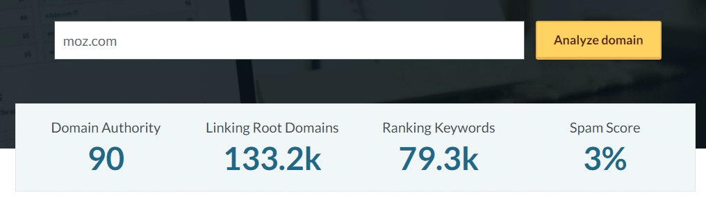find the domain authority of your website with MOZ