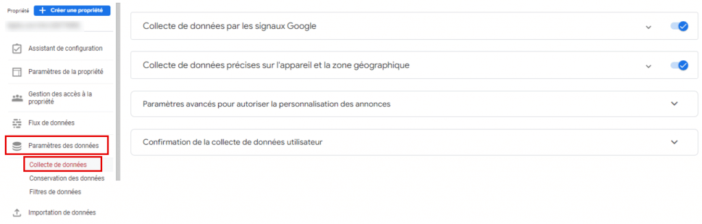 Activer les signaux Google pour votre nouvelle propriété Google Analytics 4