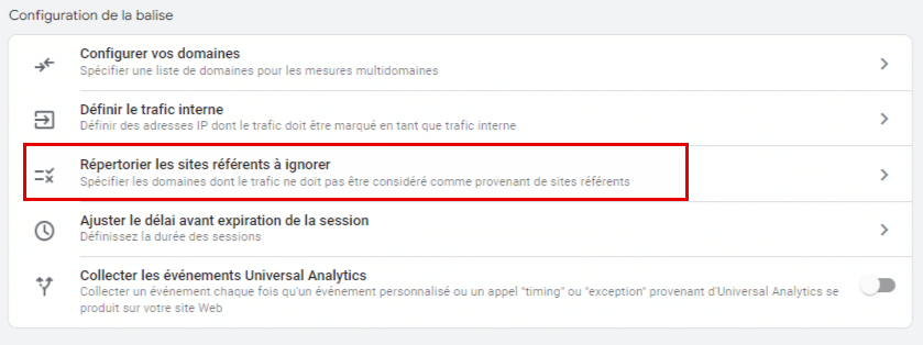 Google Analytics 4 : Répertorier les sites référents à ignorer