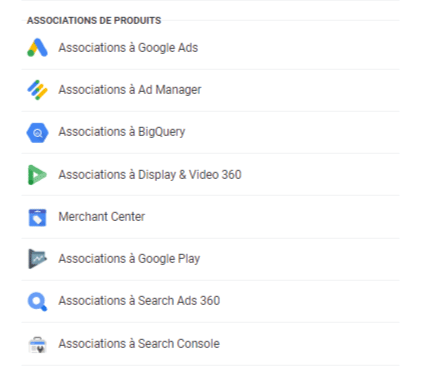 Associer GA4 à d’autres produits Google